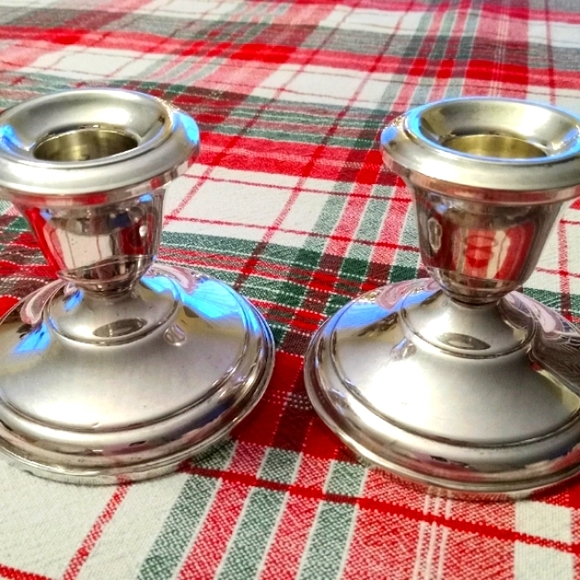 Antique Sterling Silver Candlestick Holders 925 Weighted - Picture 4 of 15